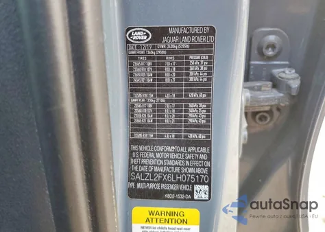 2020 Land Rover Range Rover Evoque First Edition z USA, uszkodzony, nr VIN SALZL2FX6LH075170